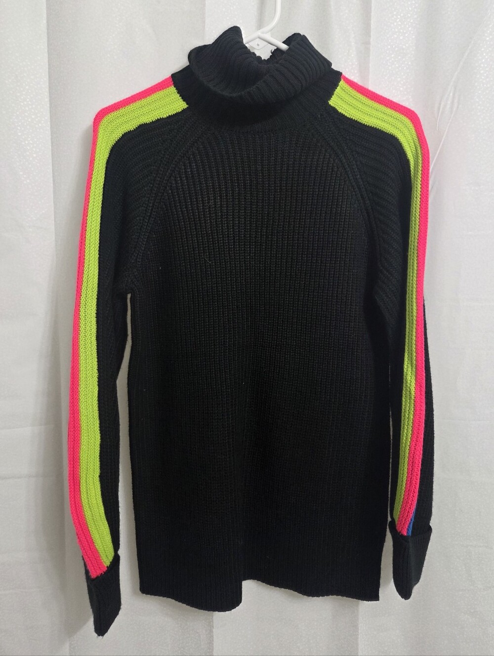 Future Collective Black Turtleneck Sweater with Neon Stripes Size XS